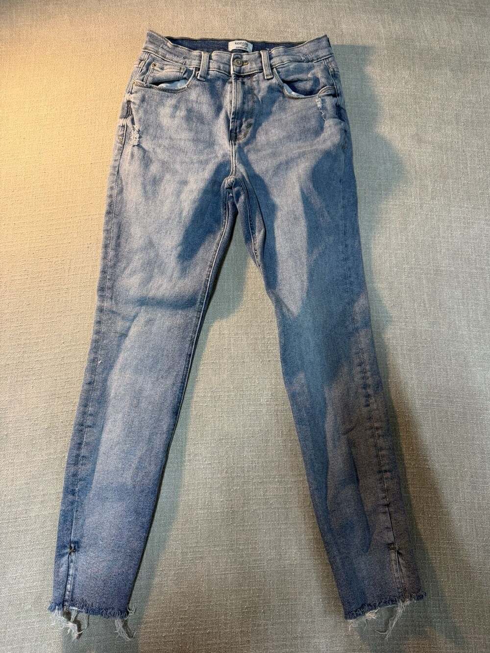 Kensie Jeans The Kelsey High Rise Skinny Distressed Raw Hem Jeans